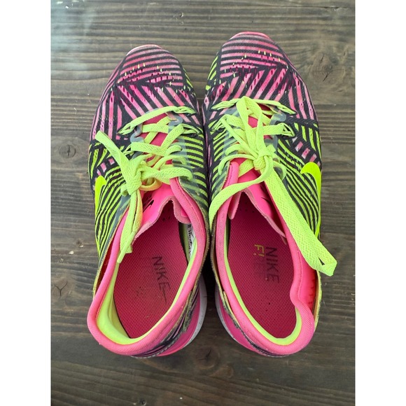 Nike Free 5.0 Tr Fit 5 Training Shoes Pink Neon Yellow Black Athletic Sneakers - Picture 9 of 9